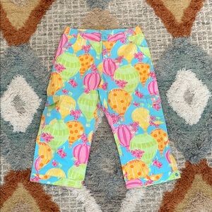 Lily Pulitzer Vintage Y2K Hot Air Balloon Print Wide Leg Capris